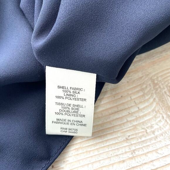 Rebecca Taylor Silk Blouson Long Sleeve Dress | Navy Size 8 - Picture 5 of 9